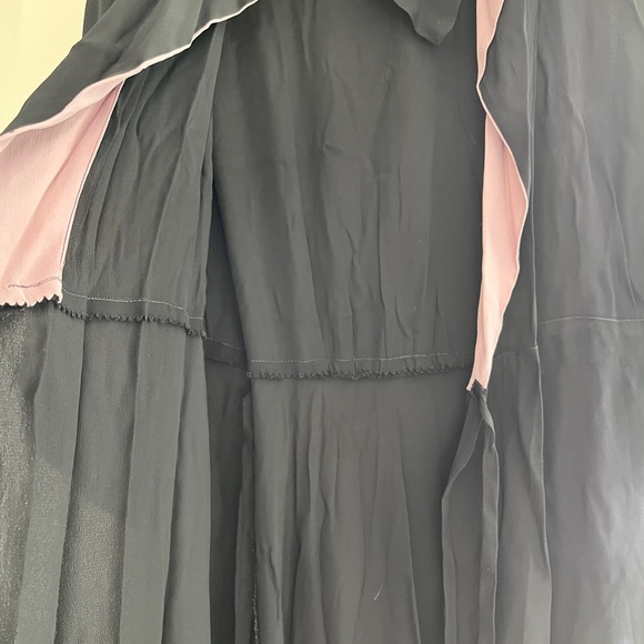 Vintage 40s Saybury Robe Dressing Gown Tricolor Black Peachy Coral Lavender S - Picture 14 of 16